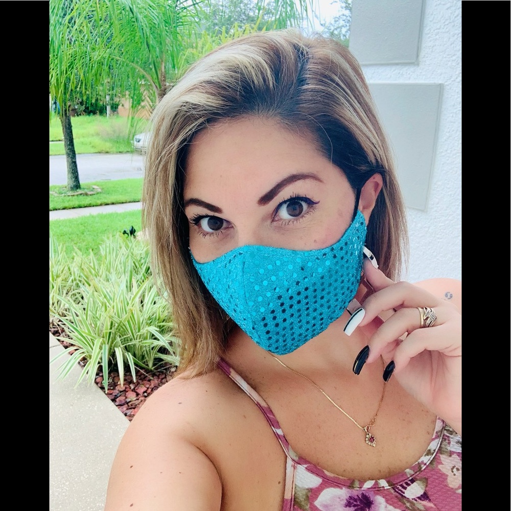 Beautiful & elegant Teal color Mask,double filter